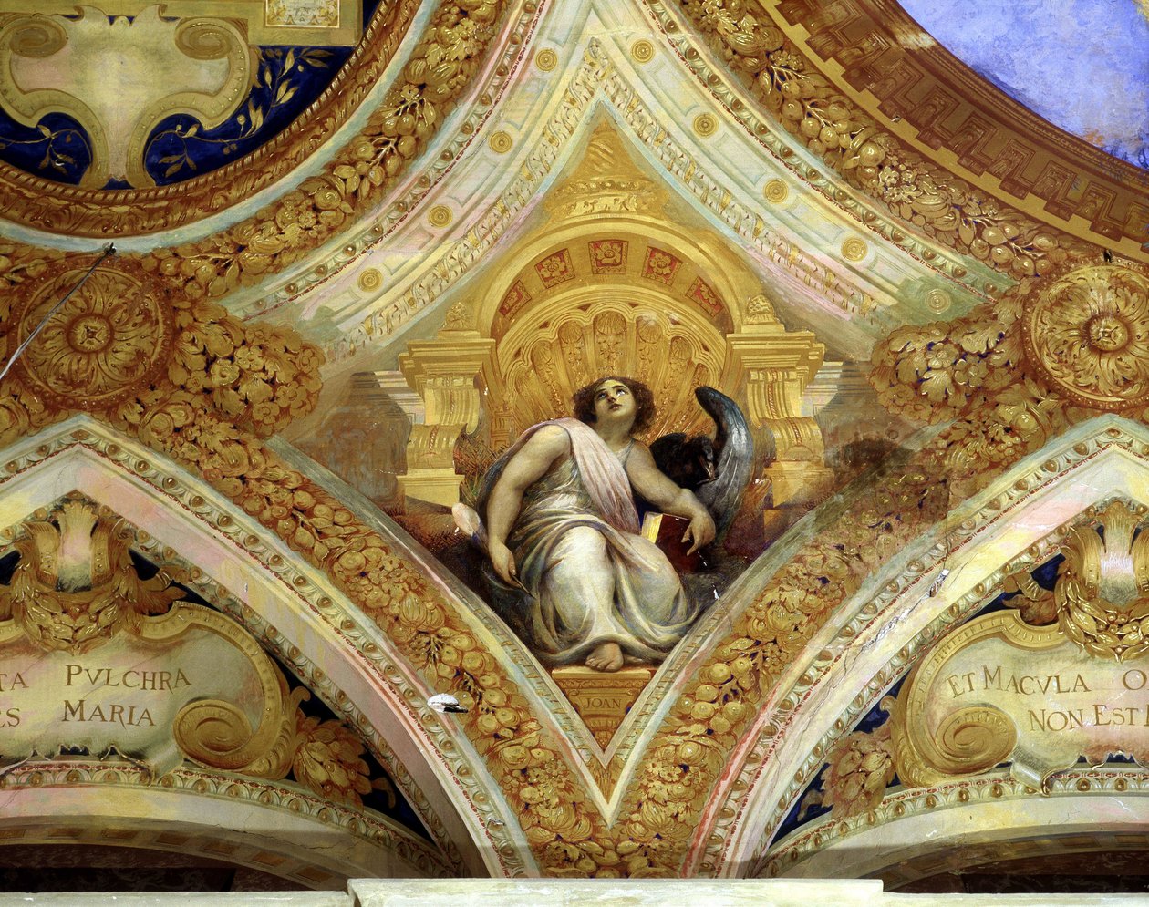 Saint John the Evangelist and the eagle that symbolizes him. Chapel ceiling of the immaculate design, Menton by Unknown artist