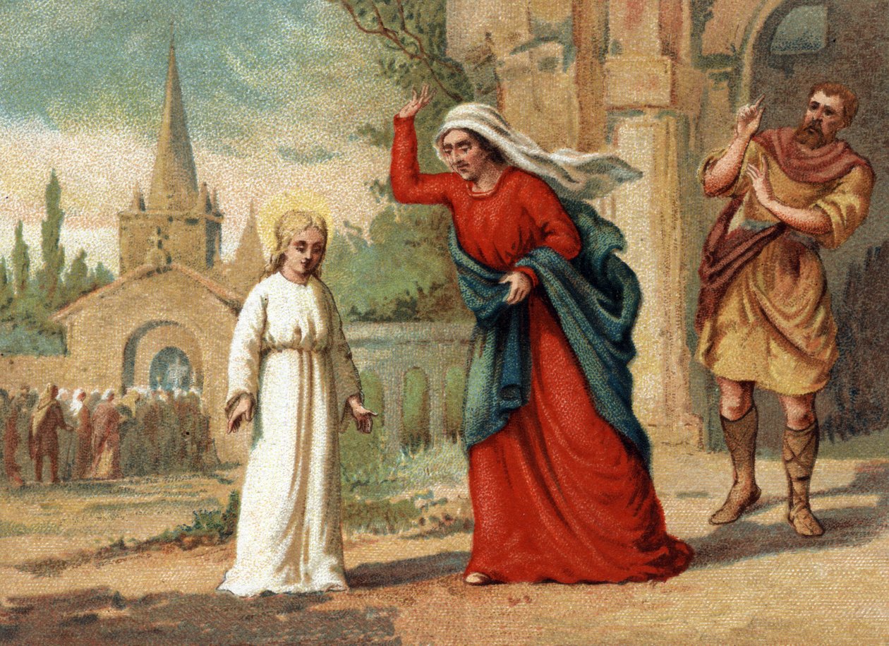 Saint Genevieve (422-502), patron saint of Paris abused by her mother by Unknown artist