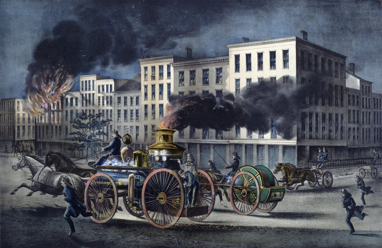 Scene of daily life of American firefighters by Unknown artist