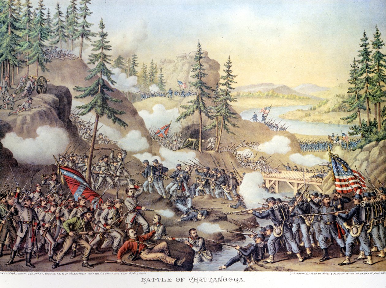 American Civil War: Battle of Chattanooga. Engraving by Unknown artist