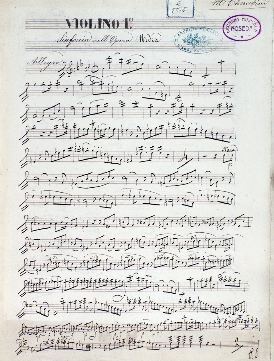 Sheet music for the first violin of Medea, opera by Luigi Cherubini by Unknown artist