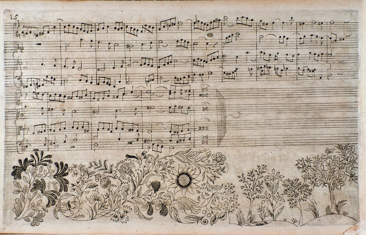 Sheet Music of The Art of the Fugue, End of Counterpoint 5, by Johann Sebastian Bach by Unknown artist