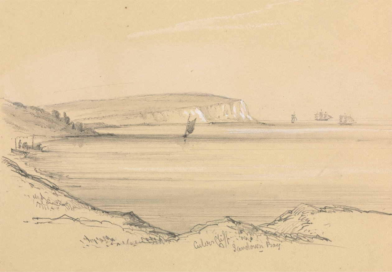 Ships in Sandown Bay by Unknown artist