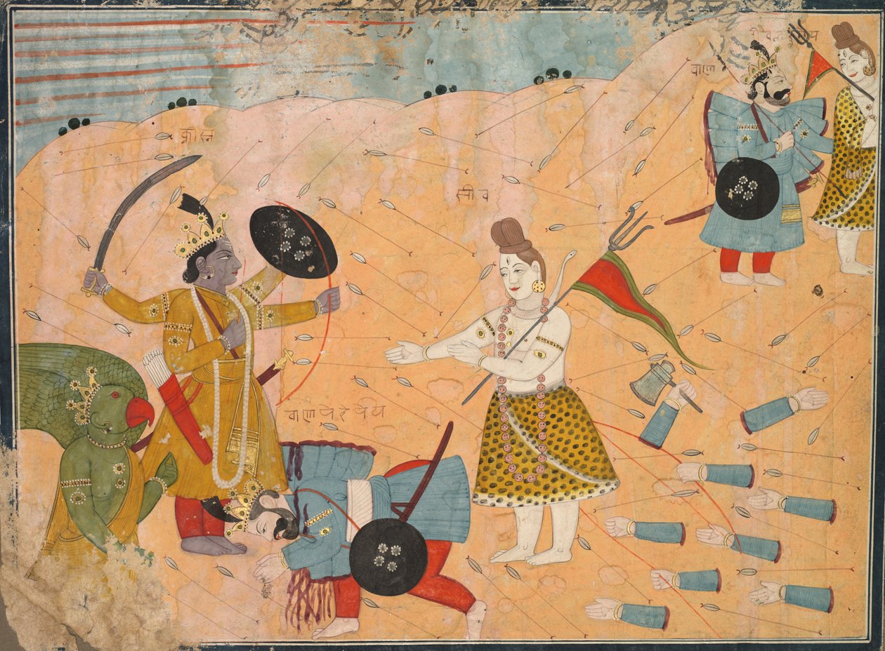 Shiva Intercedes for Vanasura: Scene from the Aniruddha Usha Section of Krishna Lila by Unknown artist