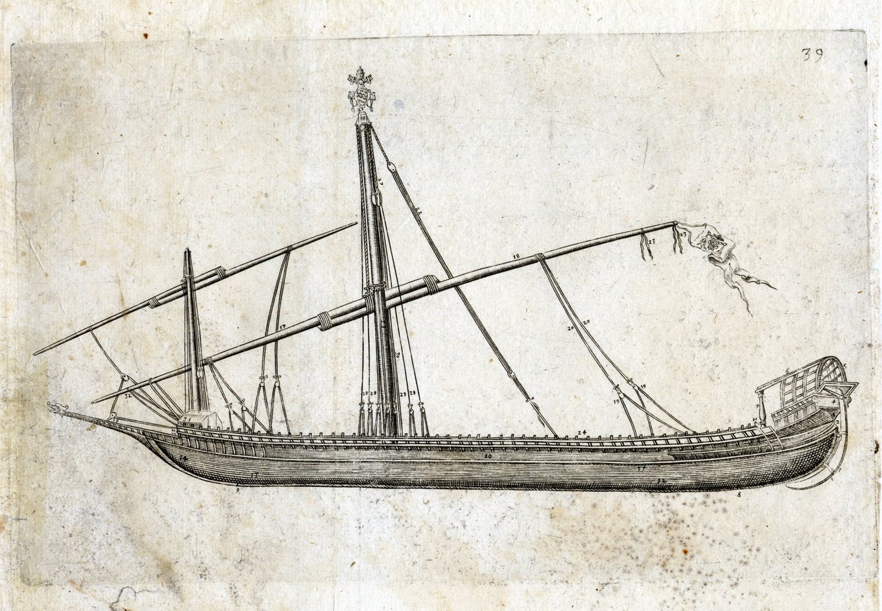 Side view of a galley. 18th century engraving. by Unknown artist
