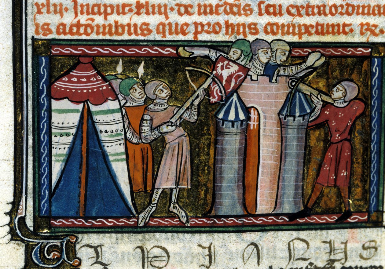 Siege of a castle. Miniature from a 13th century manuscript. Milan, Biblioteca Trivulziana by Unknown artist