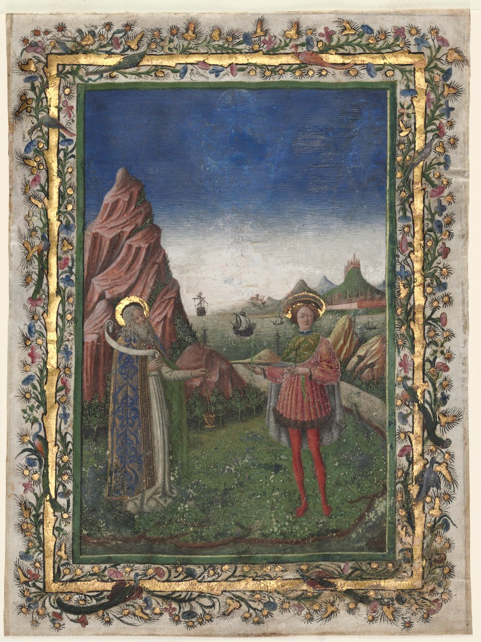Single Leaf from a Missal: Two Male Saints by Unknown artist