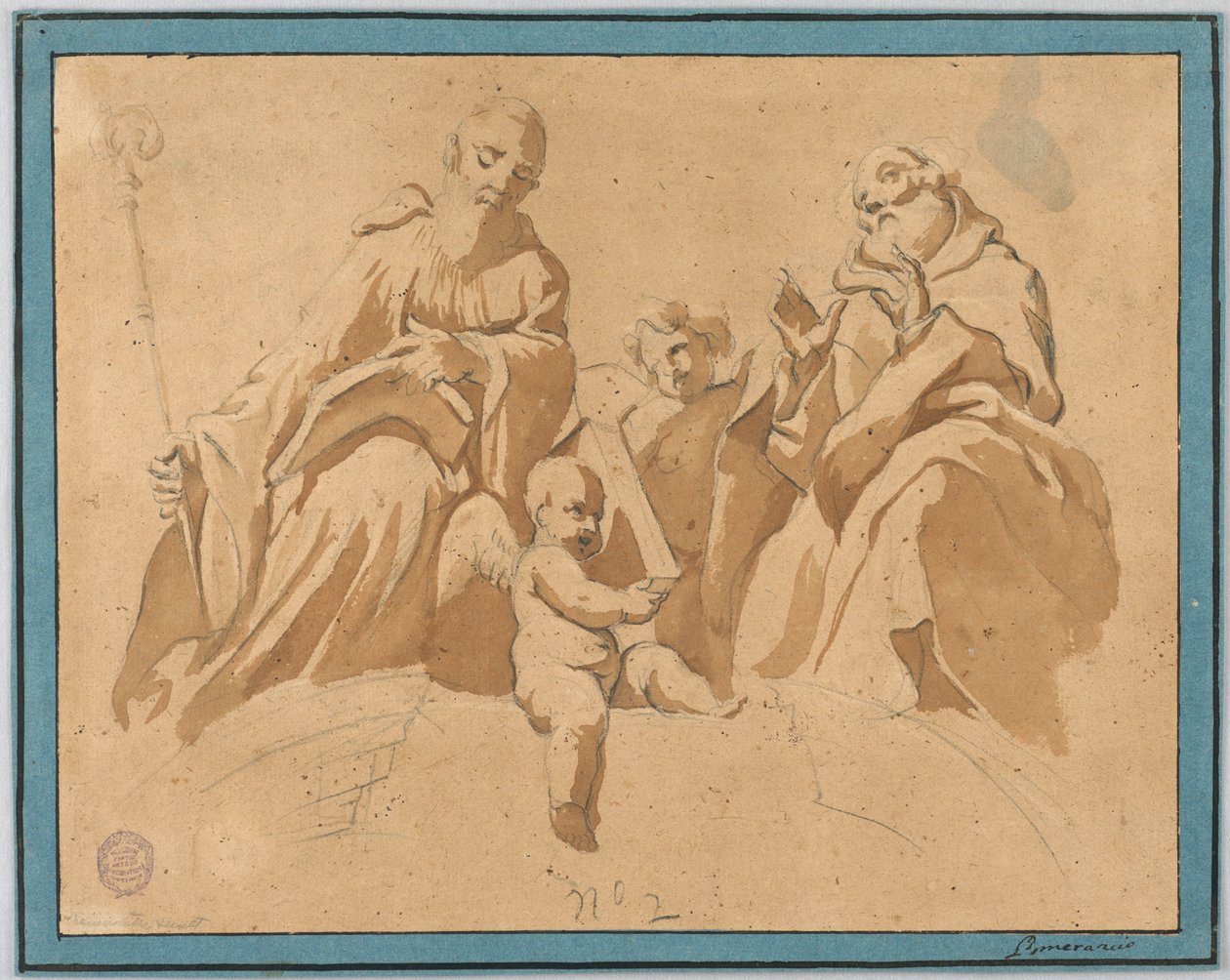Sketch for a Wall Painting: Two Sainted Monks by Unknown artist
