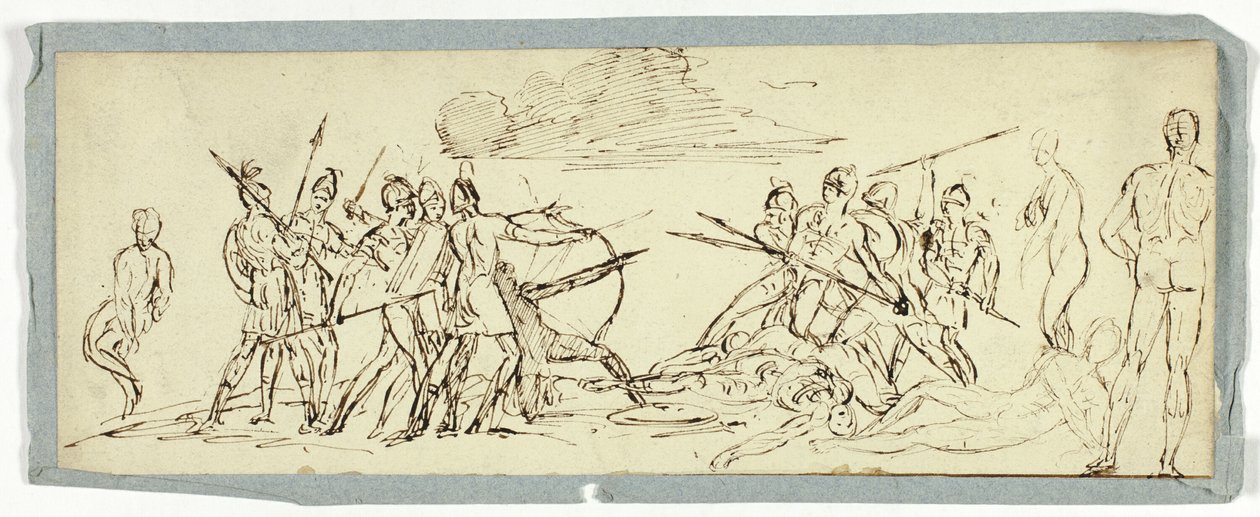 Sketch of Battle Scene (recto); Frigate (verso) by Unknown artist