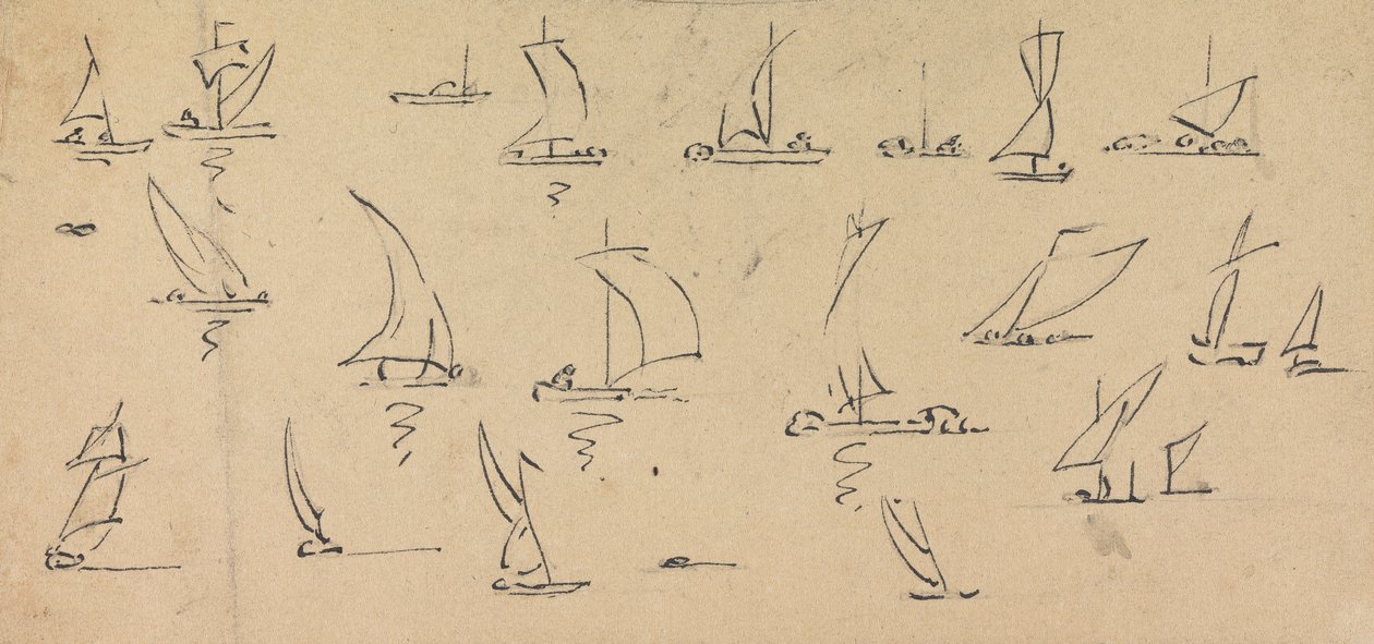 Sketch of Boats by Unknown artist