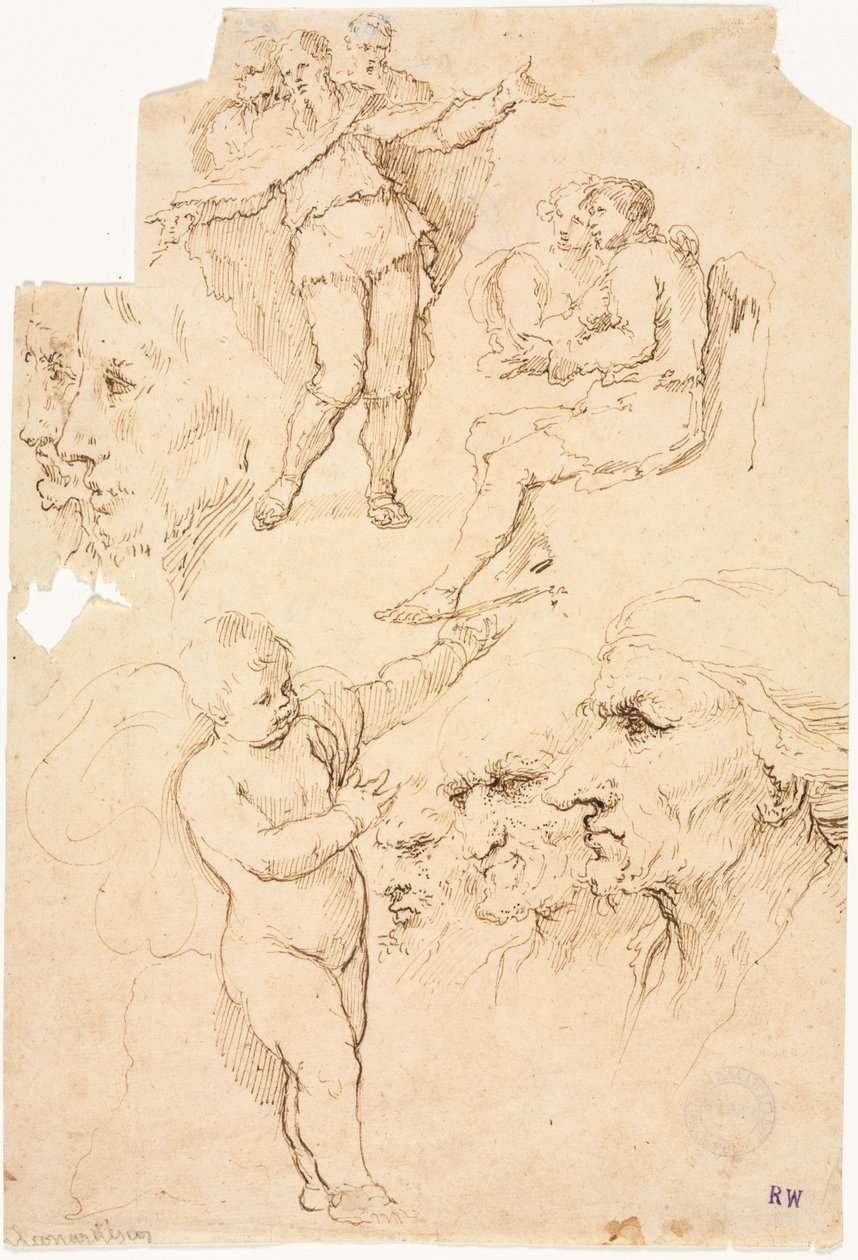 Sketches of Heads and Figures by Unknown artist