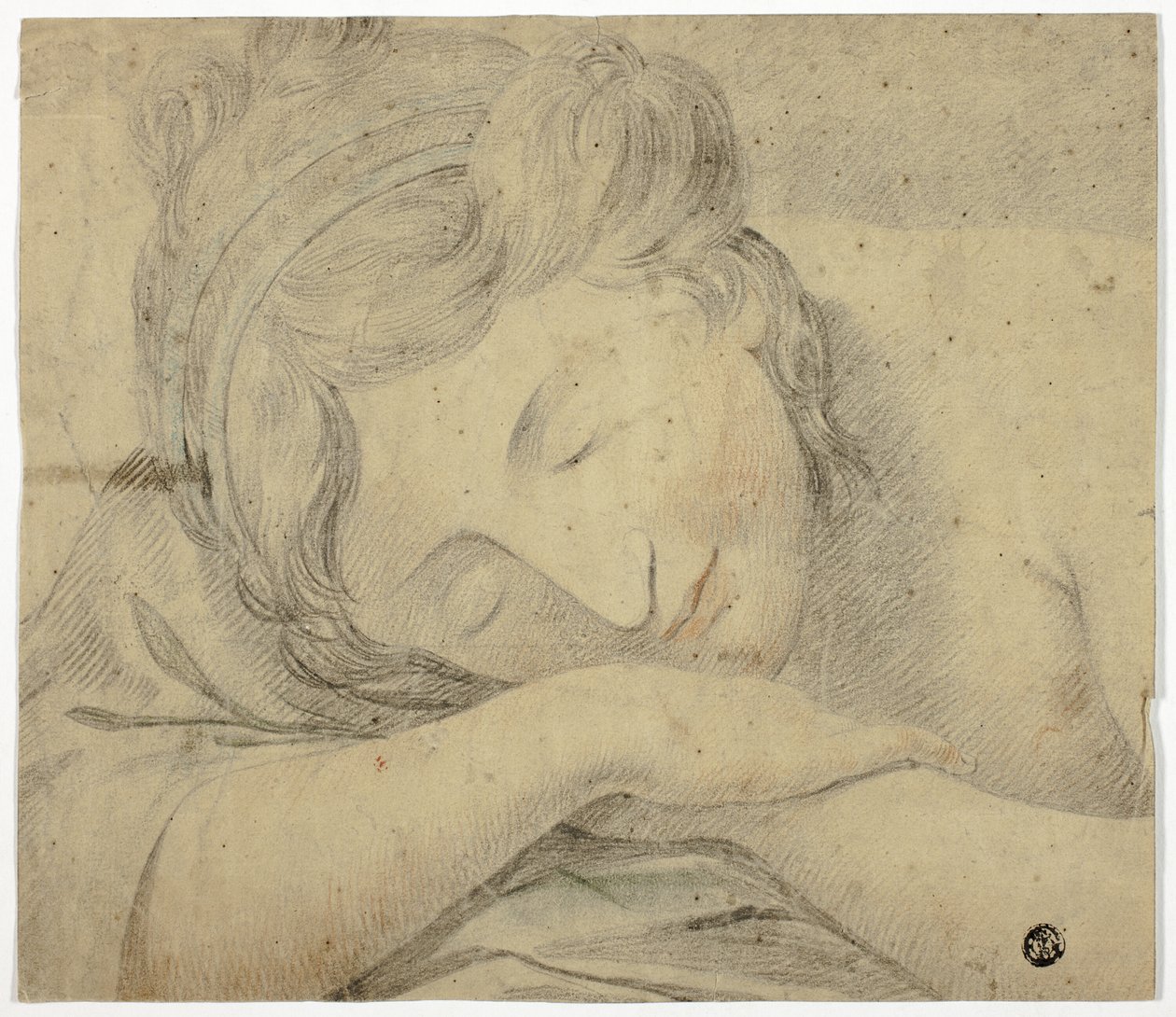 Sleeping Woman With Head on Arms by Unknown artist