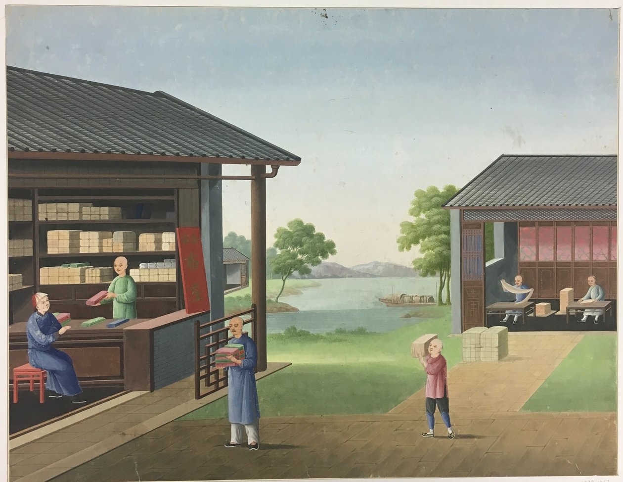 Spinning Cloth, Preparing Tea Leaves, Preparing Silk by Unknown artist