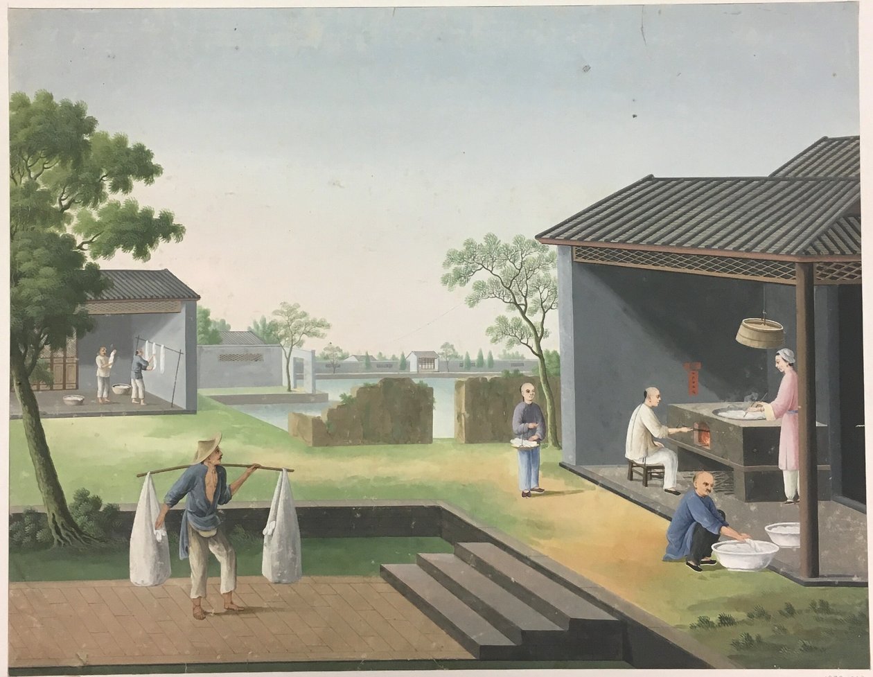 Spinning Cloth, Preparing Tea Leaves, Preparing Silk by Unknown artist