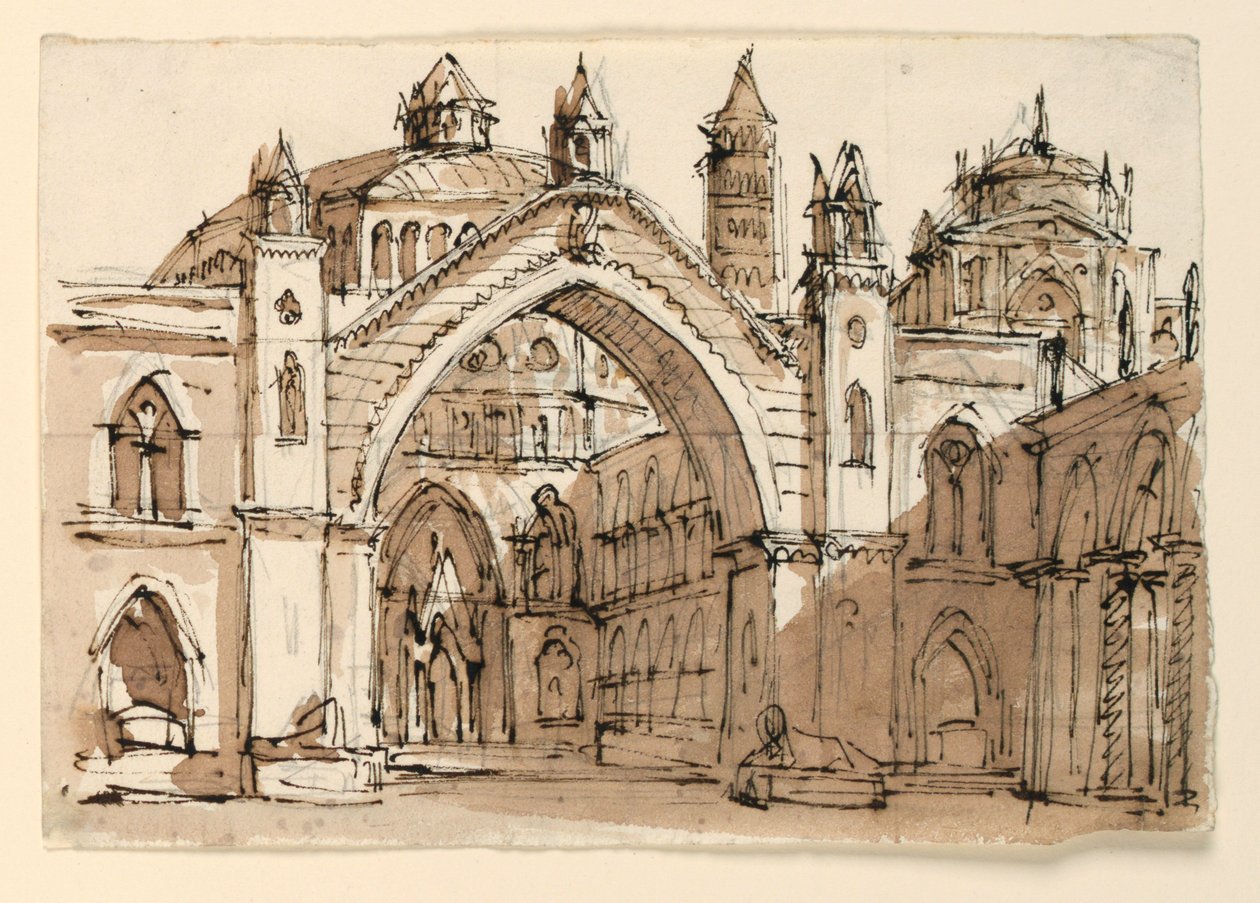 Stage Design, Exterior of Gothic Church by Unknown artist