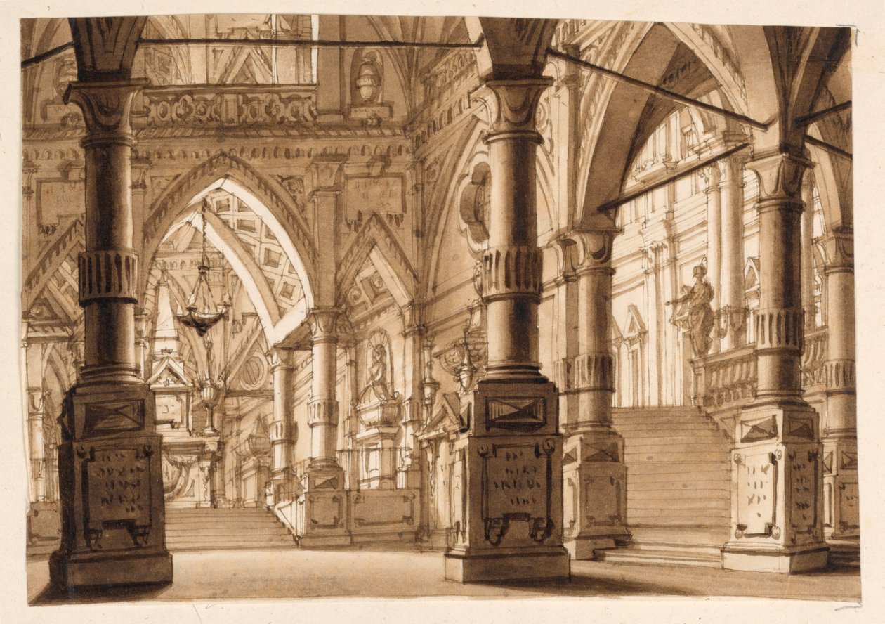 Stage Design, Interior of Gothic Church by Unknown artist