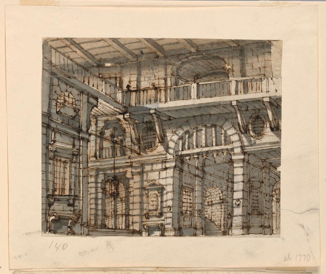 Stage Design, Interior of Prison Court by Unknown artist