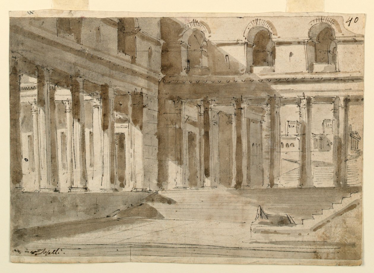Stage Design, Palace Court with Stairs by Unknown artist