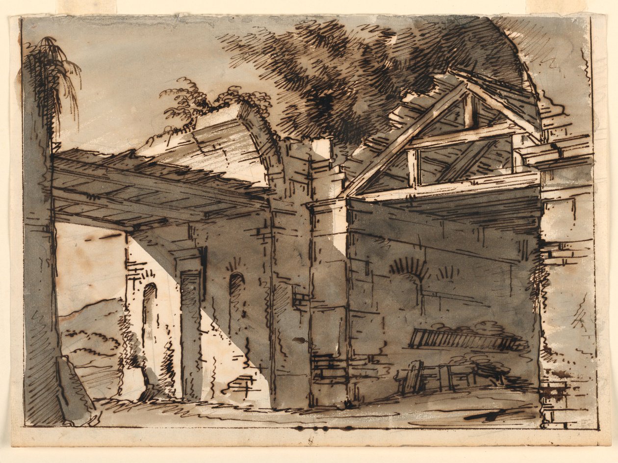 Stage Design, Ruins in Landscape by Unknown artist