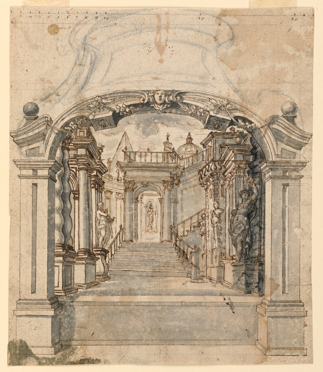 Stage Design: Staircase with Sculptures by Unknown artist