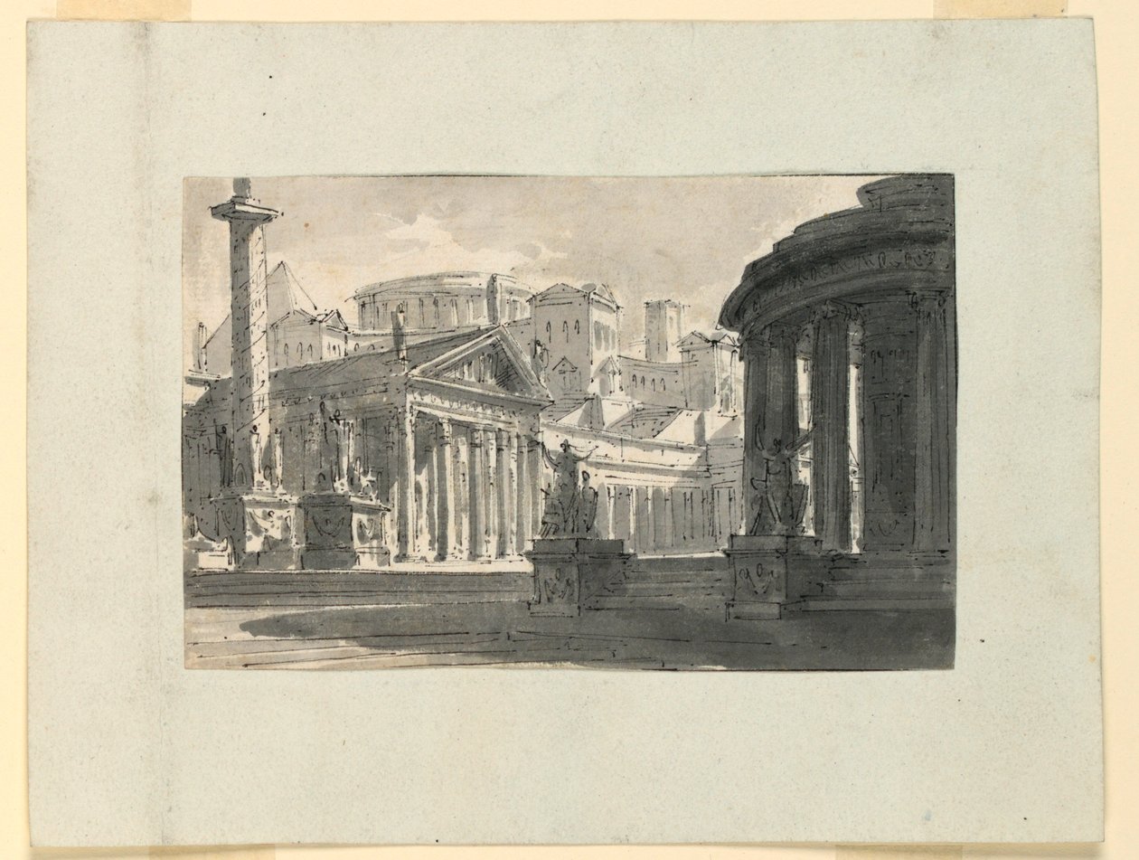 Stage Design, View of Antique Town by Unknown artist