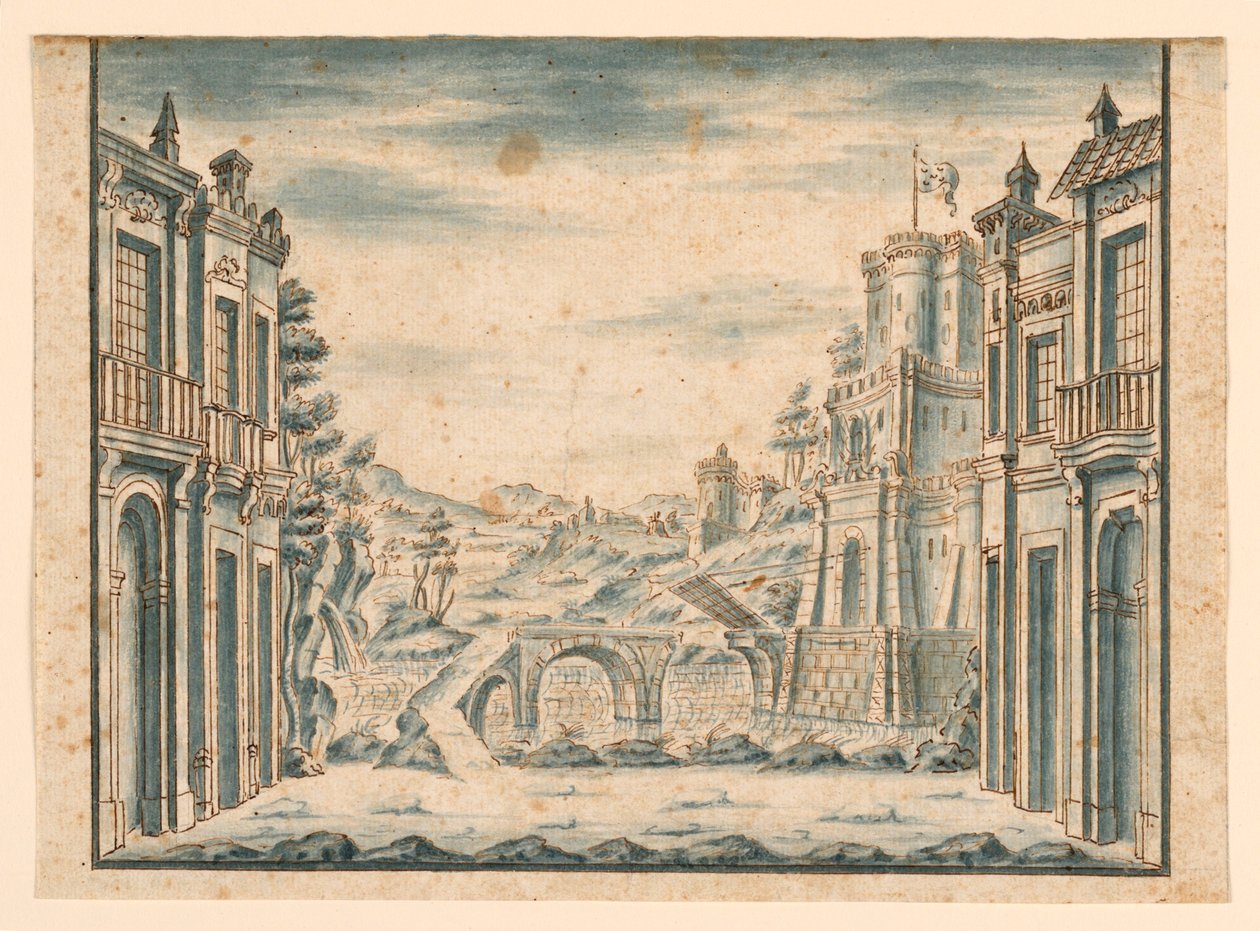 Stage Design, View of Town by Unknown artist
