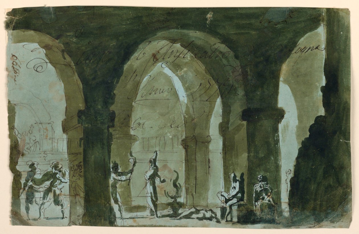 Stage Setting, People Rushing into Crypt by Unknown artist