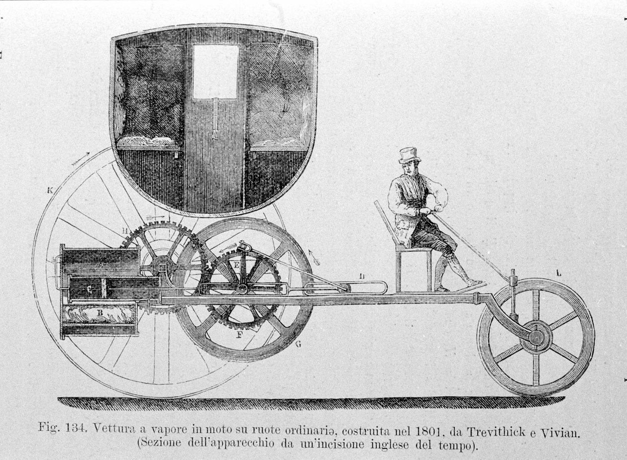 Steam Car Mounted on the Ordinary, Built in 1801 by Trevithick and Vivian by Unknown artist
