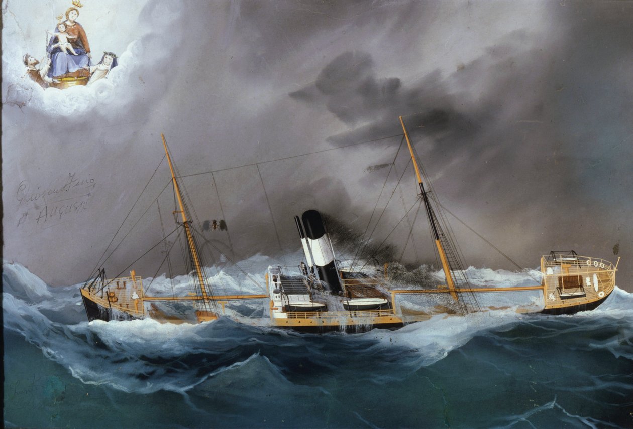 Steamboat in a storm by Unknown artist