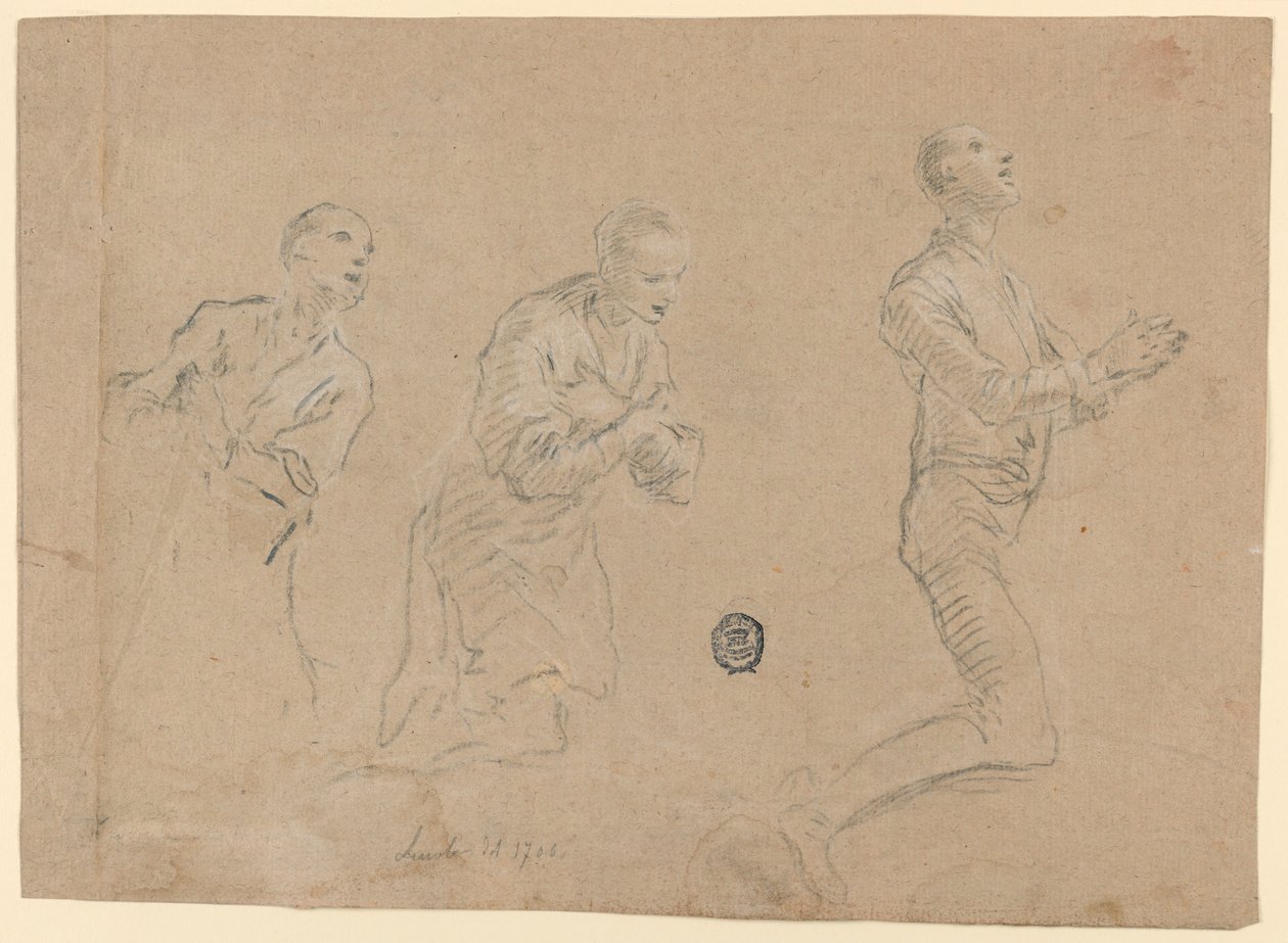 Studies (a) Three Kneeling Shepherds. (b) Two Arms by Unknown artist