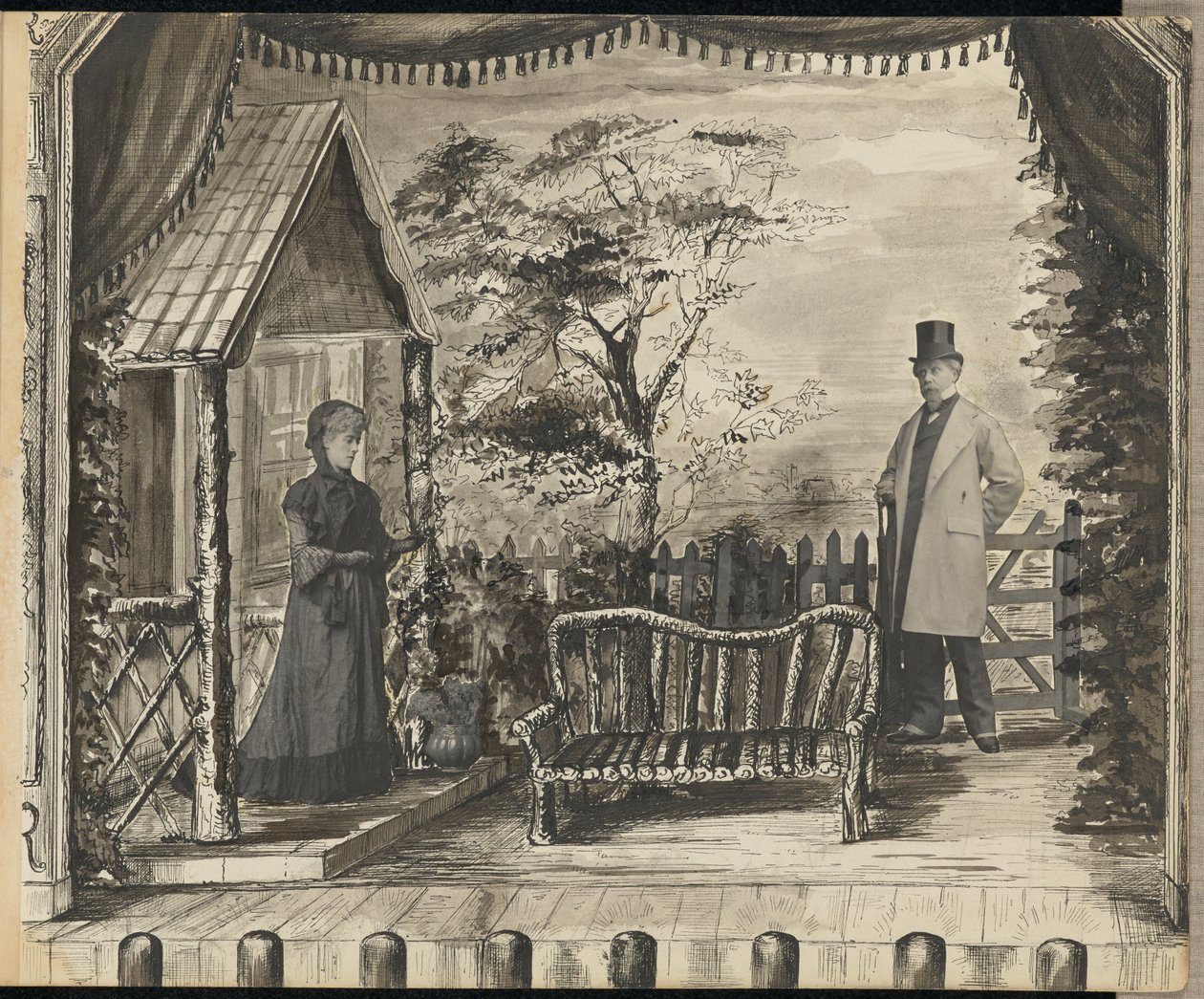 Tableau Vivant of a Man and Woman on a Theatrical Stage by Unknown artist
