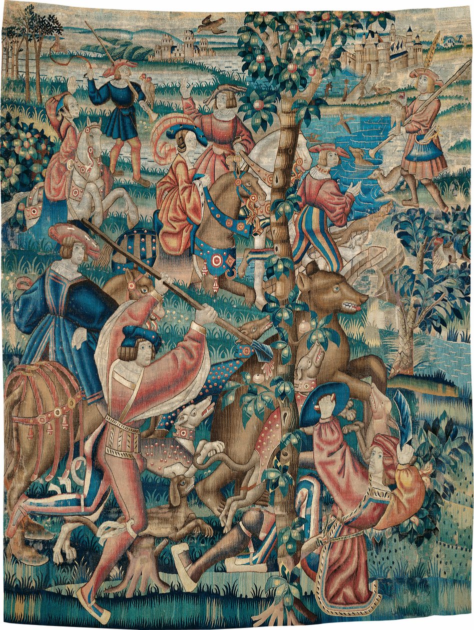 Tapestry (Bear Hunt and Falconry from a Hunts Series) by Unknown artist