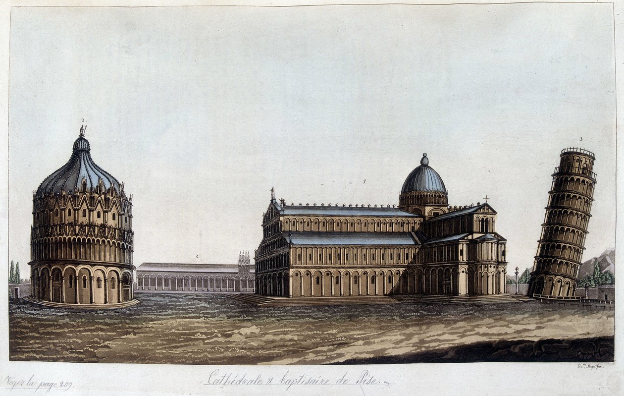 The Baptistery, the Dome and the Tower of Pisa, Italy by Unknown artist
