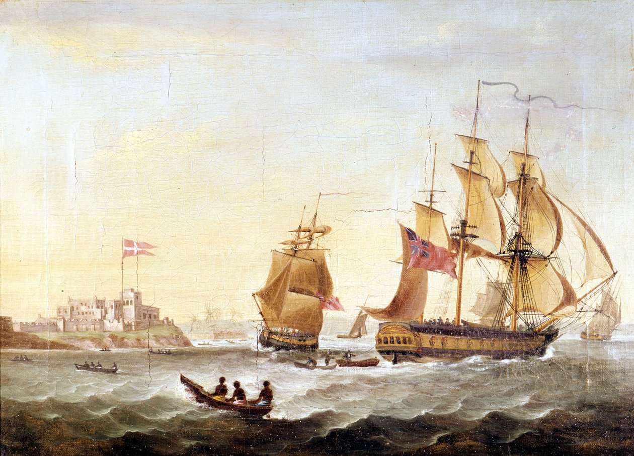 The Danish base of Cristianborg built in 1659 along the coast of Guinea ...