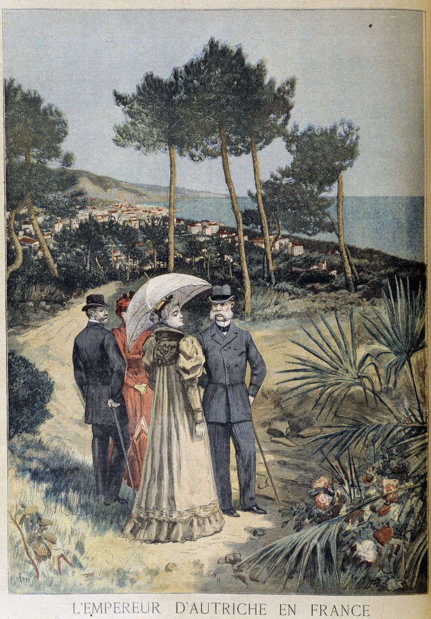 The Emperor of Austria in France (Visit of the Imperial Couple Francis Joseph and Elisabeth of Austria (Sissi) on the French Riviera) - in Le Petite Journal du 19/03/1894 by Unknown artist