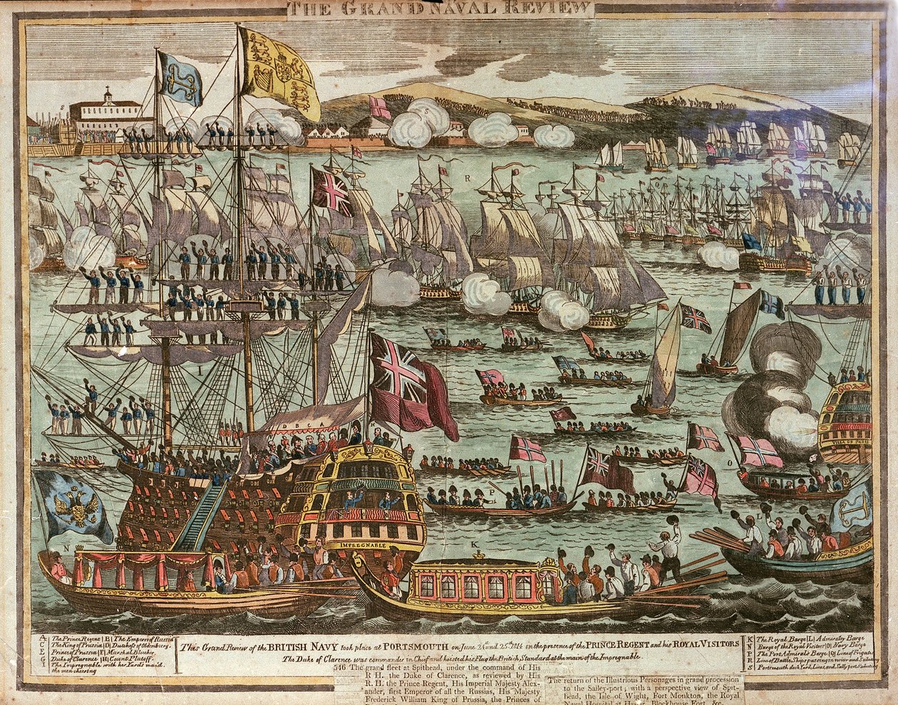 The Grand Naval Review, c. 1814 (coloured etching) by Unknown artist