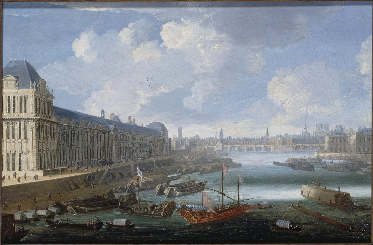The Grande Galerie of the Louvre, the Pont-Neuf, the Cité, the Collège des Quatres-Nations, ca. 1670 On the Seine, the royal galley, between 1670 and 1685 by Unknown artist