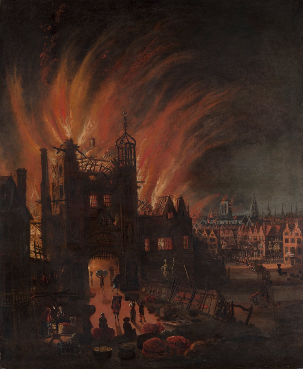 The Great Fire of London, with Ludgate and Old St. Paul