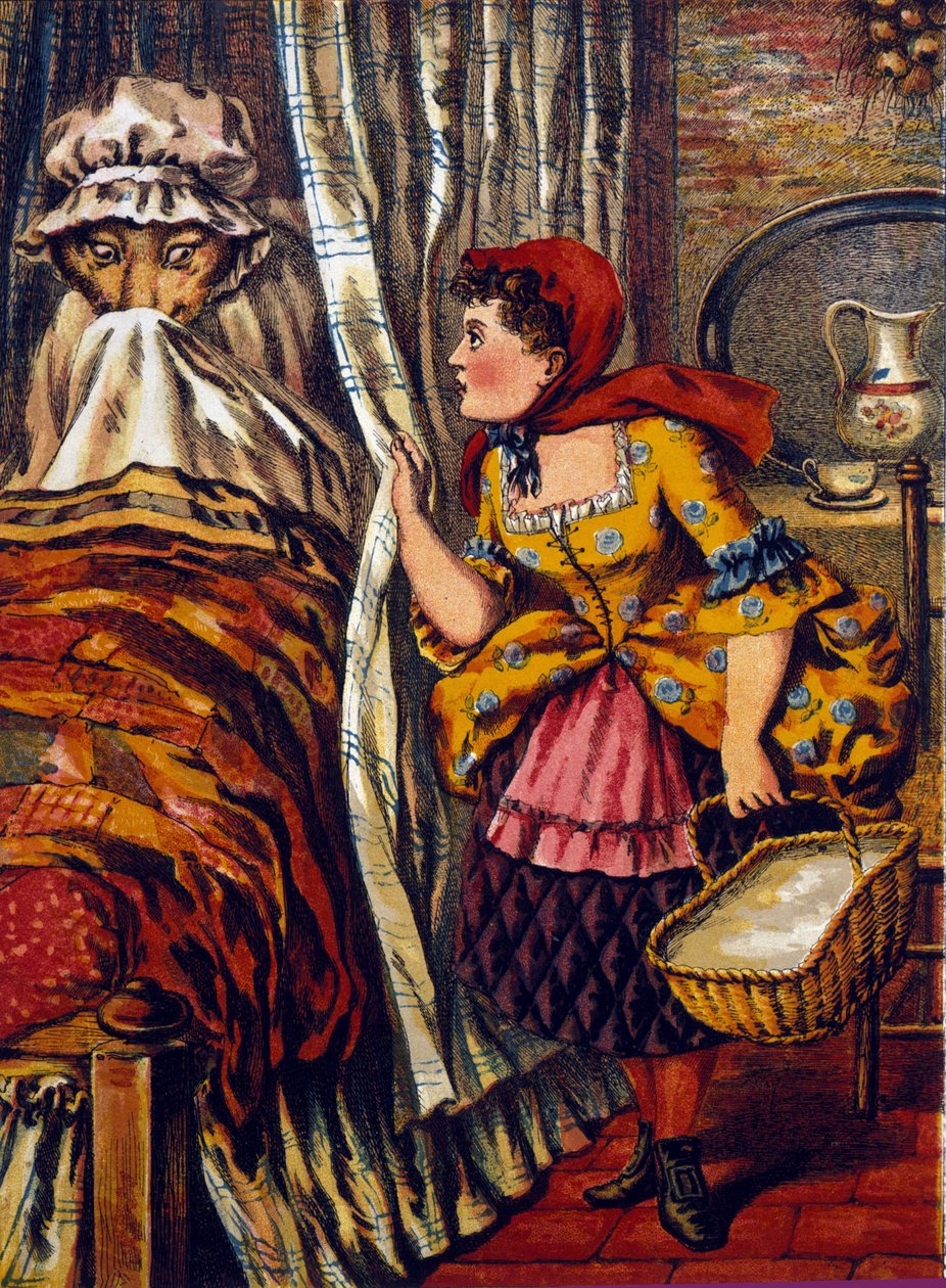 The Little Red Riding Hood. Tale by Charles Perrault (1697). Anonymous illustration by Unknown artist