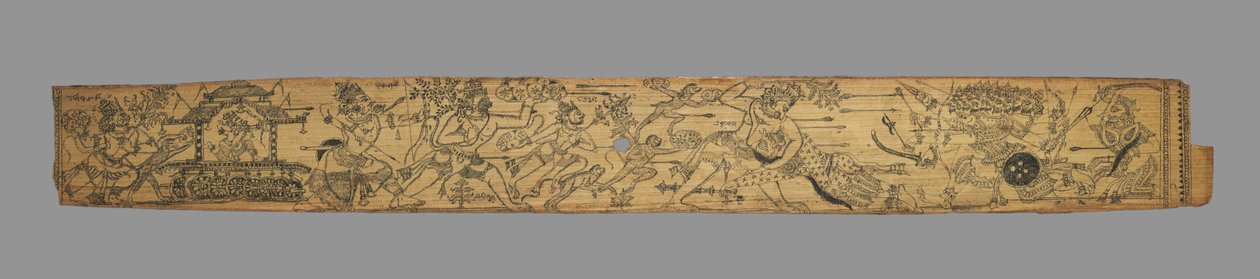 The Monkeys and Bears Fight Ravana and His Demons (verso), from a Romance of Chandrabhanu and Lavanyavati of Upendra Bhanja by Unknown artist