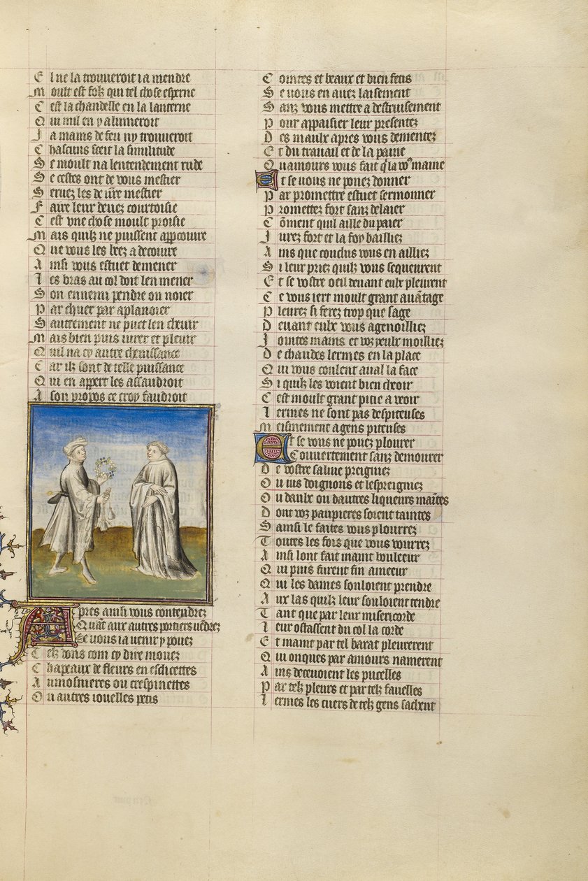 The Personification of Friendship Giving a Garland and Sacks of Gold for Alms to the Lover by Unknown artist