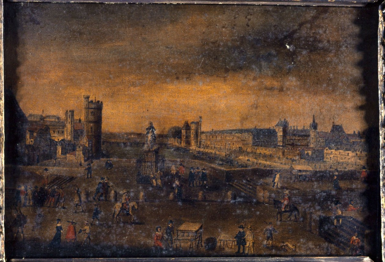 The Pont-Neuf, Seen from the Entrance to the Place Dauphine, the Hôtel de Nevers, the Tour de Nesle, the Grande Galerie, with the Porte Neuve, and the Louvre, circa 1640, Present-Day 1st and 6th Arrondissements, between 1635 and 1645 by Unknown artist
