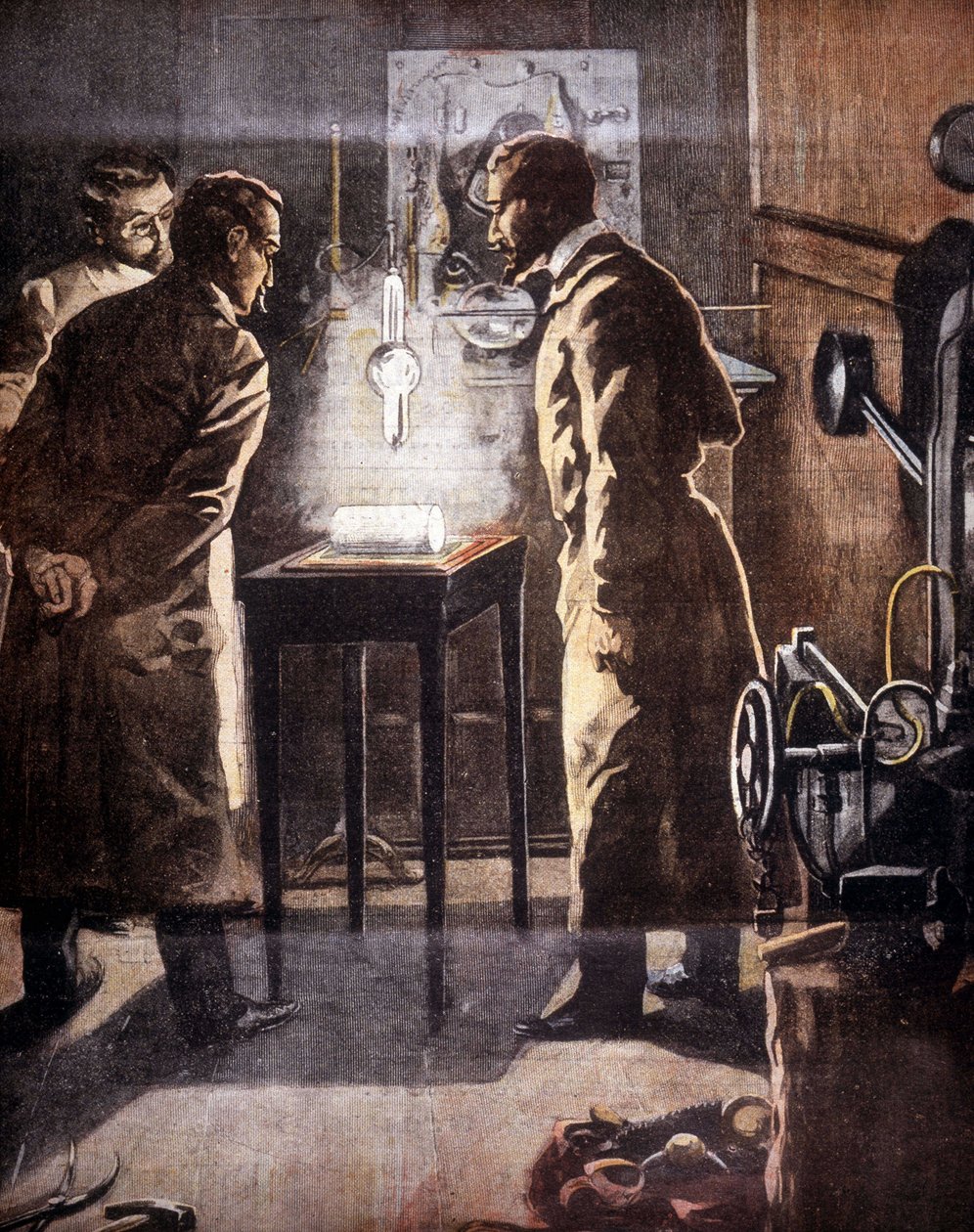 The Roentgen or X-rays. Discovered in 1895. Illustration representing ...