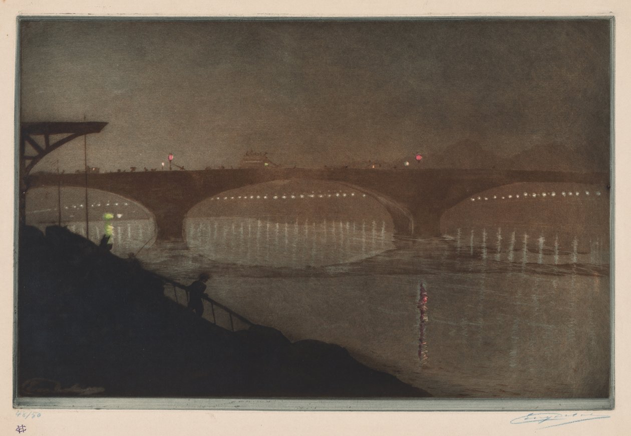 The Solferino Bridge: Nocturnal Effect by Unknown artist