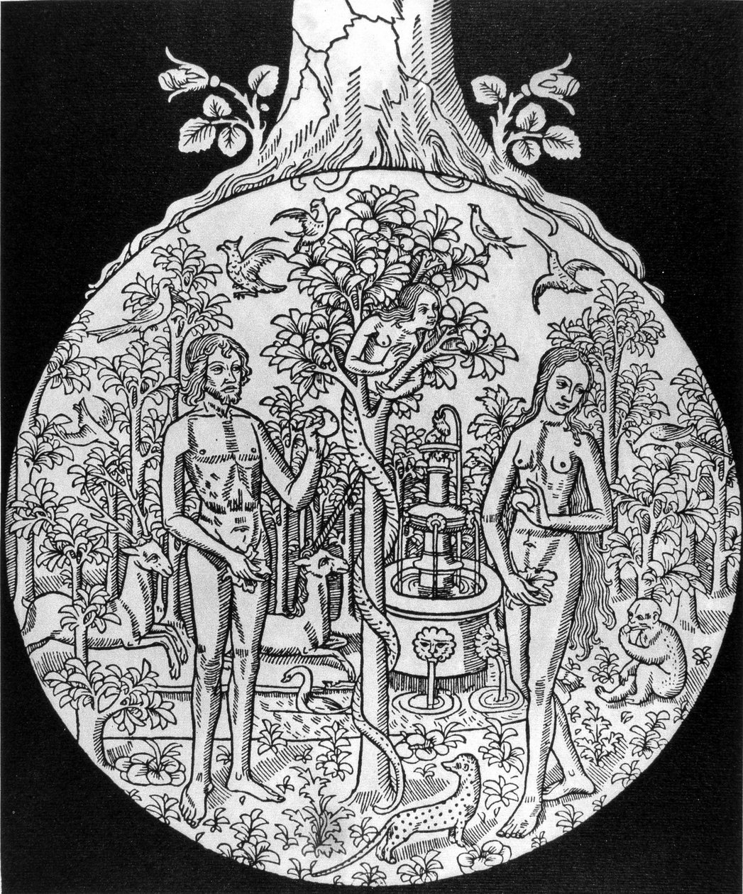 The Tree of Science (Adam and Eve in Paradise) - Engraving, Early 16th Century, in 