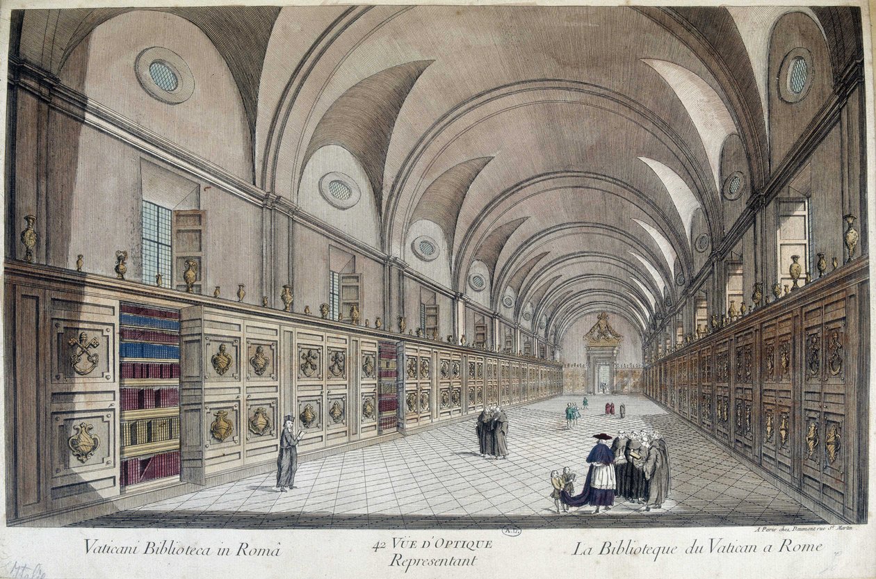 The Vatican Library (Apostolic Library) in Rome, Engraving by Unknown artist