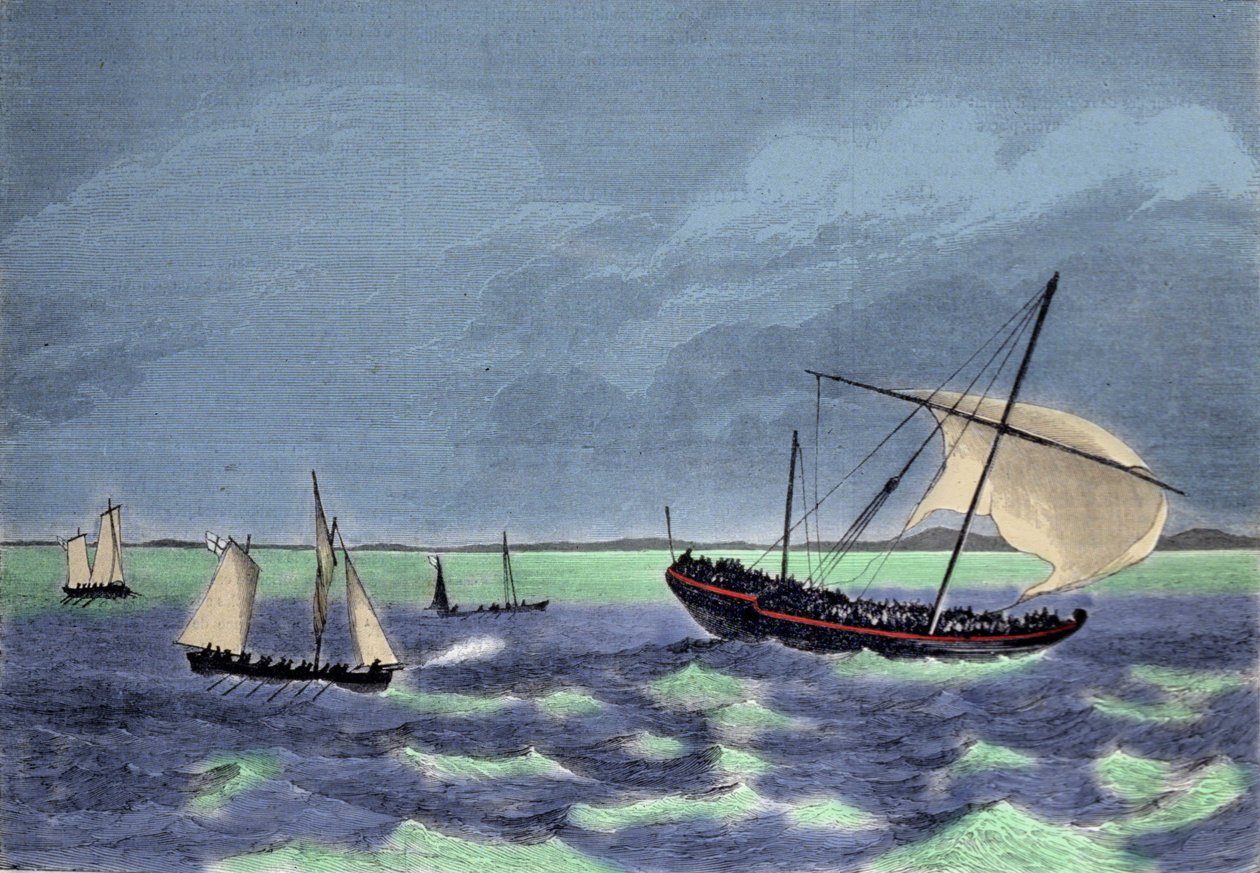The capture of a dhow (Arab boat) along the Malagasy coast. by Unknown artist