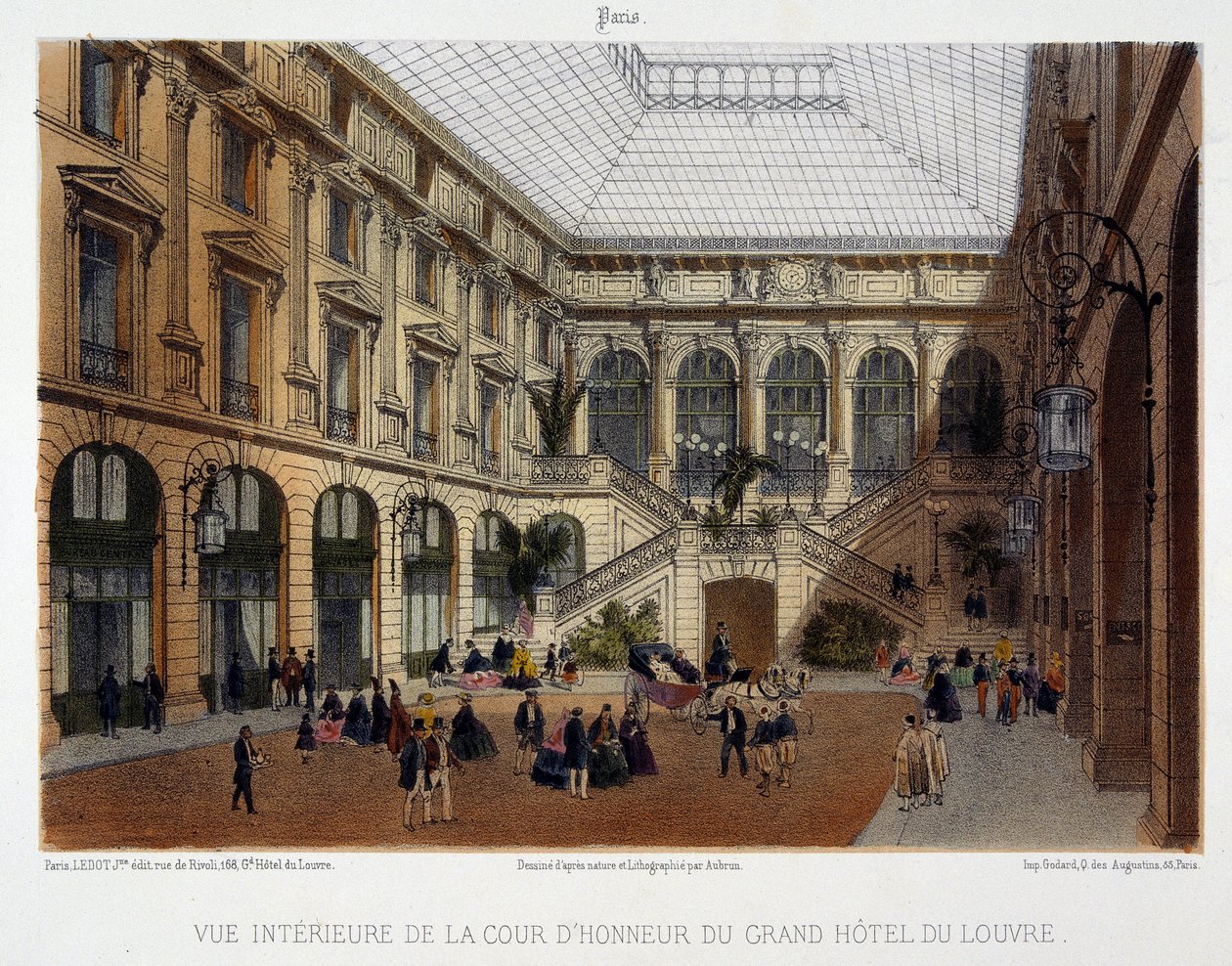 The courtyard of honour of the Grand Hôtel du Louvre by Unknown artist