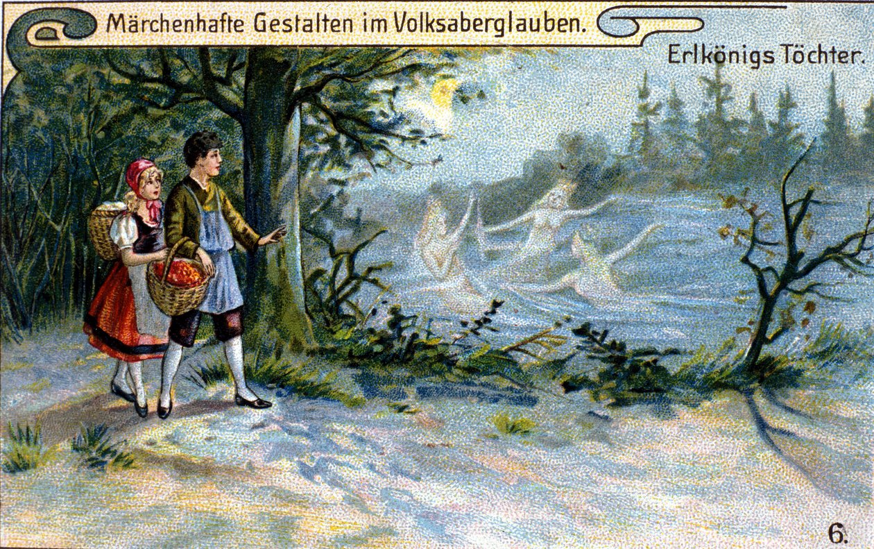 The daughters of the King of the Elves, wonderful character of German mythology by Unknown artist