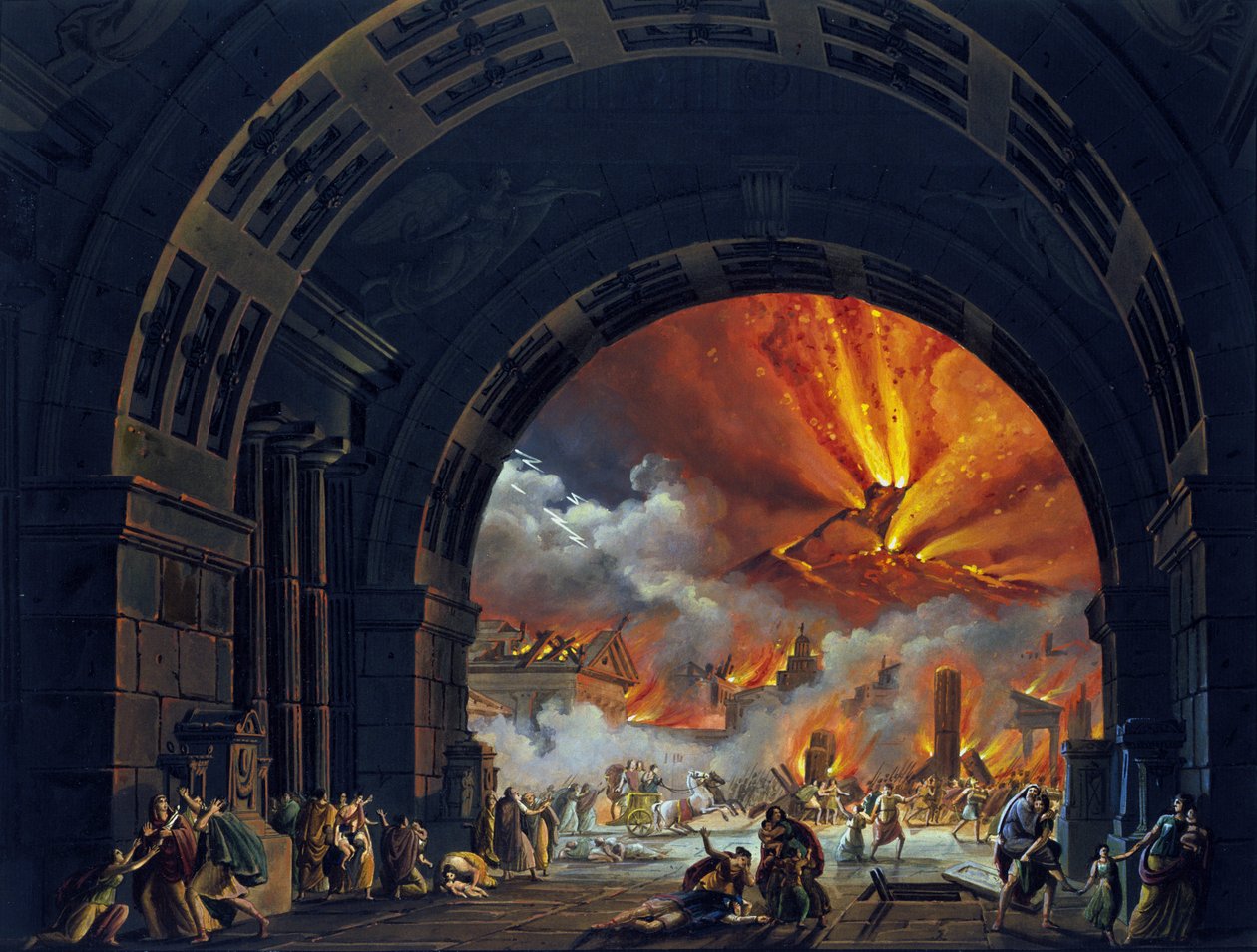 The destruction of Pompeii. Oil painting for the opera by Giovanni Pacini. “The Last Day of Pompeii.” 1817. Teatro alla Scala de Milan by Unknown artist